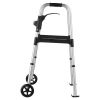 VEVOR Folding Walker Aluminum Mobility Walker Aid with Adjustable Height & Wheel