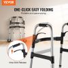 VEVOR Folding Walker Aluminum Mobility Walker Aid with Adjustable Height & Wheel