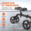 VEVOR Folding Knee Scooter, Carbon Steel Steerable Knee Walker with Height-Adjustable Handlebar & Knee Pad, All-Terrain Solid Wheels, Dual Brakes