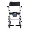 VEVOR Shower Commode Wheelchair with 4 Lockable Wheels, Footrests, Flip-up Arms, 3-Level Adjustable Height, 5L Removable Bucket, 350 LBS Capacity